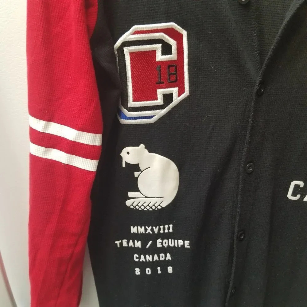 Hudson's Bay Olympics Team Canada 2018 Rare Pyjama Jumpsuit Black Red Beaver - Picture 5 of 11